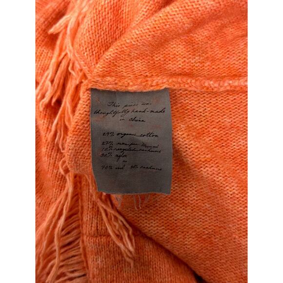 Raquel Allegra Sweater 2 / Large Womens Orange Cashmere Blend Pullover Fringe - Picture 8 of 8